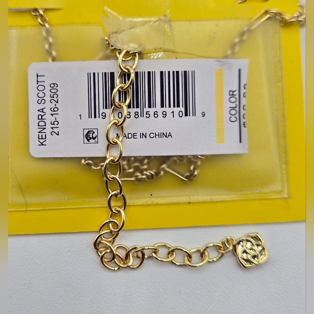 KENDRA SCOTT NWT Necklace & Earring Set Gold w/ Light Pink Stone - Picture 3 of 9